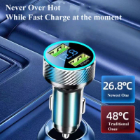 2 in 1 USB Car Phone Charger Adapter Super Fast Charge with Voltage Monitor for Huawei Oneplus OPPO VIVO iPhone Samsung iPad