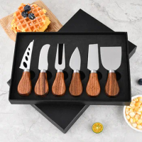 4/6-piece Exquisite Cheese Knife Gift Set Rubber Wood Handle Stainless Steel Cheese Slicer Butter Knife Cutter Collection