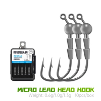 Kingdom 10pcs Jig Head Hook Hover 0.6g 1g 1.3g Strolling Hooks High Carbon Steel Bass Trout Fishing 