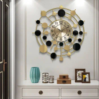 Light luxury clock wall clock fashion creative Nordic living room home decoration art clock simple modern wall clock 60X60CM
