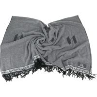 KARL LAGERFELD K/MONOGRAM KL字母織紋混紡羊毛圍巾 披肩(深灰色)
