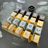 ECHOME Valorant Metal Keycaps Custom OMEN JETT REYNA CLOVE Keycaps Gold Aluminum Key Cap for Rainy75 Mechanical Keyboard Gamer