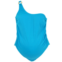 【Splash About 潑寶】孕婦 泳衣 連身 防曬 單肩款-孔雀藍(孕婦連身泳衣)