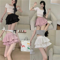 New Rok A-line Lipit Wanita Rok Pinggang Tinggi Lipit Pelangsing Gaya Korea