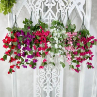 4pcs Artificial Bougainvillea Hanging Rattan Flower For Wall Plant Background Wedding Bouquet Home Hotel Office Bar Decorative