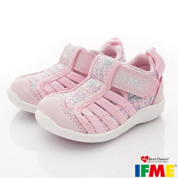 ★IFME日本健康機能童鞋-透氣休閒鞋水涼鞋款IF20-130701粉花花(寶寶段