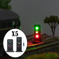 5pcs Diorama 1:87 HO Scale Traffic Light Ornament Lamp Railway Scenery