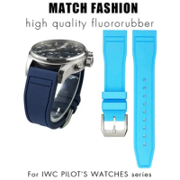 High Quality 20mm 21mm 22mm Soft Fluororubber FKM Watchband for IWC Big Pilot Portofino TOP GUN Natural Rubber Watch Strap Tools