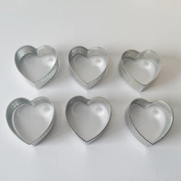 5pcs/lot mini 2 inch heart shaped perforated tart ring quiche ring tart pan pie tart maker with hole Fruit Pie Circle