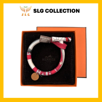 HERMES BRIDE BRACELET SILK IN WHITE AND RED + CIRCLE H