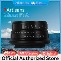 7Artisans 7 Artisans 25mm F1.8 Mirrorless Camera Wide Angle Lens for Sony E ZVE10 Canon EF-M M50II Fujifilm XF Nikon M4/3 25 1.8