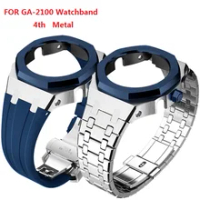 4th Generation GA-2100 For Casio G-SHOCK Band Modified Metal Bezel Accessories Stainless Steel Set GA2100 Watchcase Rubber Strap