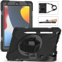 Heavy Duty Tablet Case For Ipad 9th Generation 10.2 Case Shockproof Swivel Handle With Stand Silicone Cover For Ipad 8th 7th