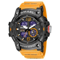 JAM TANGAN ANALOG DIGITAL PRIA WANITA SPORT MERK SMAEL DIGITAL 8086 STOPWATCH HITAM STOPWATCH Orange
