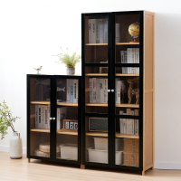北歐展示櫃書櫃實木書櫥兒童帶門防塵落地客廳家用置物架簡易書架