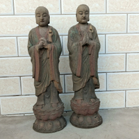 木雕佛像造像擺飾，彩繪工藝，一對羅漢，高60厘米，980一對