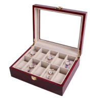 Solid Wood Watch Box Storage Case Large Mechanical Wrist Watches Watch Boxes Organizer Display Transparent Skylight