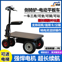 倒騎驢電動平板車倉庫拉貨小推車建筑工地三輪電