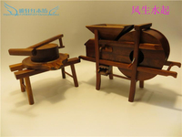 紅木家具模型 木雕工藝品擺件 風車石磨套風生水起 家居飾品