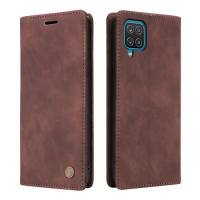 Case For Samsung A12 Leather Wallet Flip For Samsung Galaxy A12 Solid Color Suction CUP Feature Case Cover