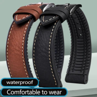 Italy Genuine Leather rubber skin watchband 19MM 20MM 21 22MM 23MM Men Watch strap For Omega Hamilton Tissot Tag heuer Bracelet