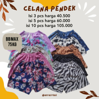 SALE!! Paket Celana Pendek Rayon Motif dan Polos Karet Katun Melar Nyaman