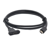Có tai Đen USB3.1 Loại C Có lỗ vít Đực sang cái Cáp kết nối khóa USB-C cáp đực sang cái Dây kéo dài 