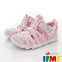 ★IFME日本健康機能童鞋-透氣休閒鞋水涼鞋款IF20-131603粉花(中小童段)