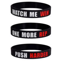 300pcs Motivational Watch Me Win One More Rep Push Harder Rubber Wristbands Silicone Bracelets