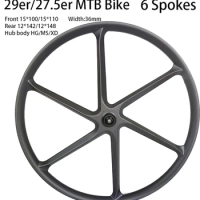 700C 27.5er 29er E-Bikes Carbon MTB Bike Wheel Disc Brake Tubeless 6 Spokes XC Wheelset 100x15 142x12 110x15 12x148 Boost