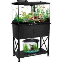 Fish Tank Stand Metal Aquarium Stand for up to 20 Gallon Long with Cabinet for Fish Tank Accessories Storage,28.7" L