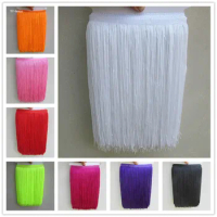 YY-tesco 100Yard/Lot 30CM Long Lace Trim 25 Color Polyester Tassel Fringe Trimming For Diy Latin Dress Stage Clothes Accessories