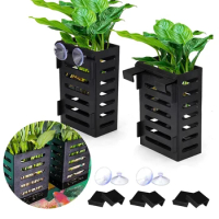 2 Pack Aquarium Plant Holder Set With Hooks And Suction Cups, Hanging Aquatic Planter Cups For Aquarium Decorations Plants Set