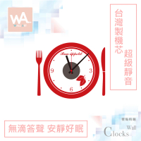 【iINDOORS 英倫家居】無痕設計壁貼時鐘 廚房餐具(台灣製造 超靜音高品質機芯)