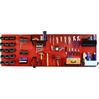 Wall Control 30-WRK-800 RB Organizer 8' Pegboard Master Workbench Kit with Red Tool Board and Black Pegboard Hooks