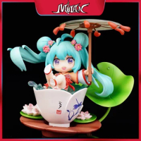 12cm Hatsune Miku Lotus Pond Moonlight Q Dolls Kawaii Figure Cute Miku Statue Collectible Ornaments Toys Boys Birthday Gifts