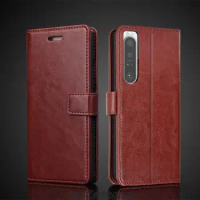 Card Holder Cover Case for Sony Xperia 1 IV / 1 III / 1 II V Pu Leather Flip Cover Retro Wallet Phone Case Business Fundas Coque
