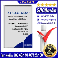 HSABAT BL-L5H 2000mAh Battery for Nokia 105 4G 110 4G125 150 (2023 Edition) BLL5H Batteries