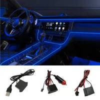 Car EL Wire Cold Light Flexible Lamp 1M LED Tube Rope Neon Ambient Strip Interior Accessories