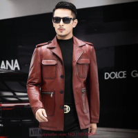 High Quality Genuine Leather Jacket Men First Layer Cowhide coats real leather flight jacket