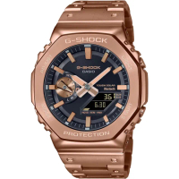 【CASIO 卡西歐】八角 全金屬版 太陽能藍芽連線雙顯手錶(GM-B2100GD-5A)