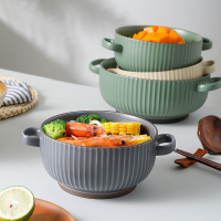北歐風陶瓷碗湯碗大號盛湯家用蒸蛋碗水煮魚大盆碗雙耳面碗泡面碗