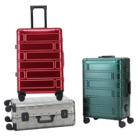20"24" 29 Inch Full Aluminium Luxury Girls Big Travel Suitcase With Mute Wheels TSA Lock Trolley Luggage Valises Free Shipping
