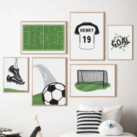 Custom Name Football Jersey Boy Goal Soccer Wall Art Canvas Painting Kids Room Decoration Nordic Poster And Print Wall Pictures