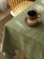 全城熱賣 - 純色桌布加厚柔軟毛絨高級感學生書桌輕奢家用防水防滑茶几餐桌布暗苔綠 【加厚防水防滑】90*90cm（適合小圓桌方桌）