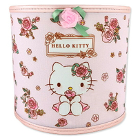 小禮堂 Hello Kitty 圓形尼龍垃圾筒 無蓋垃圾筒 桌上型垃圾筒 (粉 玫瑰)