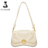 FOXER Premium Women's Flap Shoulder Bag Fashion Luxury Split Leather Underarm Bag For Ladies Handbag High Quality Christmas Gift