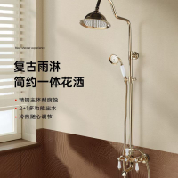 免運 可開票 售後保障 法式輕奢全銅金色花灑套裝浴室衛生間家用淋浴增壓噴頭復古花灑 熱銷0520