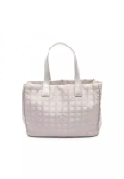 Chanel Pre-Loved Chanel New travel line MM Handbag tote bag nylon canvas leather gray silver hardwar