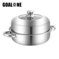 2/3 Tier Stainless Steel Steamer Pot with Stackable Pan Insert Multi Layer Food Steamer Cooker Steaming Pot Cookware with Handle
